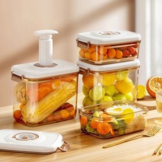 Skyciky 진공 밀폐용기 2종+진공펌프 야채 과일 육류 조리식품 장기 신선보관, 1.2L+2.7L+공기펌프, 1개 1.2L+2.7L+공기펌프, 1개