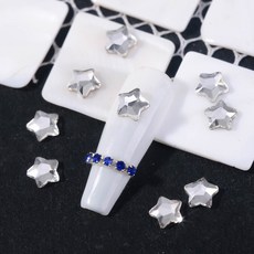 【美甲水鑽】彩色星星平底鑽。玻璃星星鑽。五角星鑽。美甲星星。星星水鑽。美甲星星飾品。星星鑽飾。指甲星星鑽。星星異形鑽, 1個, 透明白【6mm】10顆入