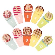 兒童益智早教冰淇淋配對玩具 顏色數字認知 木製插棍教具, 1個, 冰淇淋數字配對