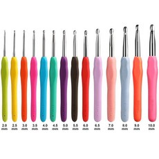 초보자용 인체공학적 고무 이 크로셰 바늘 사이즈 후크 손, 1개