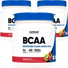 nutricost BCAA支鏈胺基酸補充粉 草莓奇異果口味, 522g, 3罐