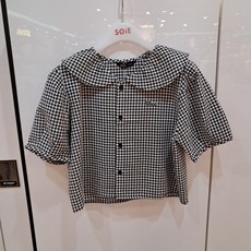 소이 충장점 블랙 체크 카라 크롭 블라우스 23m1653 bk <50%쎄일~~~> 주니어 여아 블라우스~~~