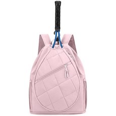 Ecosmile 드로스트링 테니스 백팩 신발 수납 공간이 있는 패딩 라켓 백 여성용 습식 포켓 체육관 가방 피클볼 배드민턴에 적합 (베이지) 243127, 핑크
