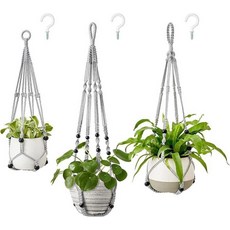 北歐風手工編織花盆網兜吊籃 - 棉繩懸掛裝飾植物花盆吊網, 1個