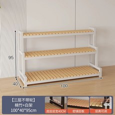 진열장 거치대 철제 검은 프레임 베란다 펜트리 80CM 2단 다용도실 선반, F. 바퀴 없는 3단 흰색 선반  100cm, 1