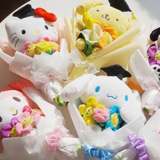 다온샵 포차코인형꽃다발 산리오학사모 졸업 산리오 학사모 인형 꽃다발, 쿠로미(L)