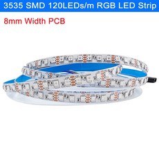 RGB LED 스트립 색상 변경 가능 테이프 5mm 3535 SMD 8mm 좁은 폭 PCB 5050 10mm 120LEDs/m 12V 24V DC, 8mm 3535 SMD, 12V DC