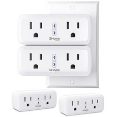 스마트스위치 전등자동 조명 원격 듀얼 스마트 플러그 15암페어 G홈 아마존 알렉사 및 구글 홈 호환 2-in-1 컴팩트 콘센트 타이머 앱 제어 2.4기가헤르츠 와이파이 전용 허, 4