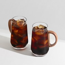 카빈스 프리미엄 롱 우드 핸들 유리컵 500ml, 2개, 투명