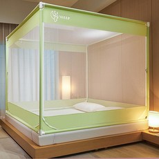 摺疊蚊帳 防蚊摺疊蒙古包蚊帳 三開門有底加密網紗A類防摔坐床式, 高級灰【A類加密帳紗】,150x190cm全底坐床蚊帳