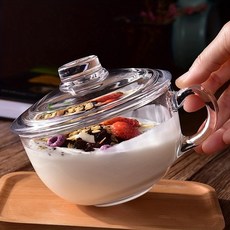 다용도 뚜껑 있는 강화유리 내열 머그컵, 1개, 투명
