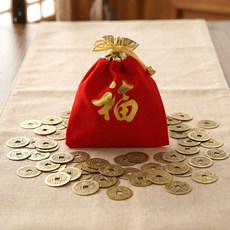 재물 엽전 100개 빨간 복주머니 포함
