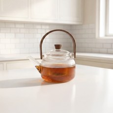 우드시엘 직화 내열유리 차 티포트, 1개, 내열 유리 티포트, 820ml
