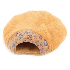獅子王寵物 厚款漢堡睡袋 貝殼窩 貓咪窩, 棕色,【S號】5公斤內寵物, 1個