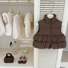 【樂恩童裝】原創設計秋冬女童咖色夾棉馬甲加厚保暖寶寶時髦外套