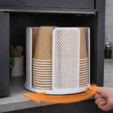 스탠다 회전형 컵 디스펜서 카페 업소용 종이컵 홀더 4칸 대용량 틈새 수납 정리함, 1개, 화이트