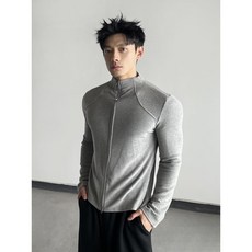 線條顯壯休閒長袖上衣 純色男士修身運動健身保暖打底衫 (臺灣出貨)