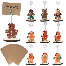 R HORSE 20피스 크리스마스 나무 플레이스 카드 홀더 크래프트 포함 귀여운 테이블 번호 이름 사진 그림 메모 클립 스탠드 진저브레드 맨 장식 파티 장식 용품