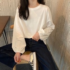 素色長袖上衣 韓版寬鬆女裝