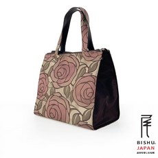 BISHU JAPAN 尾州織 漫步玫瑰園方形手提袋, 1個, 包, 粉玫瑰