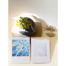 覓光 Searching Light 抽象藝術風格祝福卡片 - 女性抽象繪畫萬用明信片, 藍色海洋, 1個裝