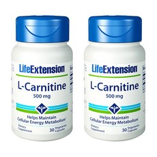 LIFE EXTENSION 左旋肉鹼素食膠囊 500mg, 30顆, 2罐