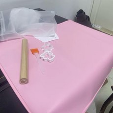 特大號矽膠工作墊 (附刮板) 70*50cm 食品級矽膠 耐熱防滑 易清潔, 1個, 粉色