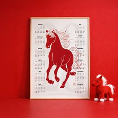 2026 붉은 말의 해 프리미엄 한장 달력 A3 병오년 빨강말, 붉은말
