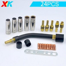 MIGMAG 15AK 용접 토치 액세서리 가스 노즐 키트 19PCS 연락처 팁 호환 Binzel 용접기, 1.2mm, 24PCS, 1개