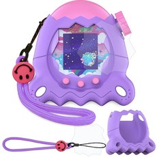 JCHPINE 다마고치 파라다이스 인터랙티브 가상 반려동물용 실리콘 커버 케이스 디지털 반려동물 액정보호필름 및 랜야드용 스탠드 업 케이스 블루 157344, 퍼플