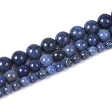 Blue Aventurine 6mm 원석 라운드 루즈 스트랜드 비즈 DIY 목걸이 팔찌 주얼리 제작용 38.1cm(15인치), 블루 듀모티에라이트