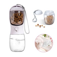 ZOZOFO 반려동물 휴대용 사료 급수기 2in1 물병+급식기 강아지 고양이 산책 간식 사료병 캡슐물병, 1개, 내고온-화이트300ml 1개, 내고온-화이트300ml