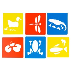 어린이 미술활동 그림꾸미기 스텐실판 6종 미술키트 꾸미기놀이 도안찍기 스텐실도안, 2세트, 자연2