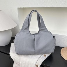 good 上班通勤旅行包女手提包大容量輕便媽咪包高顏值慵懶風托特包, 藍灰色
