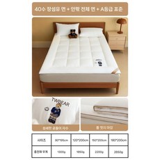 면직물 매트리스 60장 안팎의 가구 면으로 된 가정용 매트 침구류, 180x200cm 더블 침대, 3-4cm 40수 흰색 파이핑