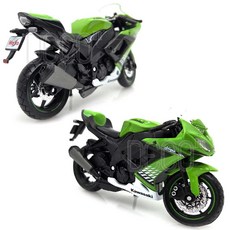 1:18 가와사키 닌자 ZX-10R 그린 오토바이 미니카 다이캐스트 피규어, 18(가와사키닌자ZX-10R그린)오토바이, 1개