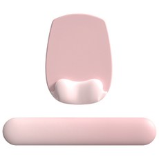 아라리오 벨루어 컴포트 키보드 마우스 손목 받침대 세트, 1개, 페탈 핑크