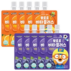 해호 뽀로로 비타플러스 100ml 오렌지 5개 + 포도 5개, 10개