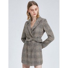 샤트렌 블랙 하운트 체크 간절기 카라 코트 HCCSCT101 2401559