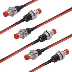 6Pcs 1A 250V AC 2 핀 SPST 6 색 사전 납땜 와이어가있는 일반 개방형 미니 순간 누름 버튼 스위치, 02 6pcs red