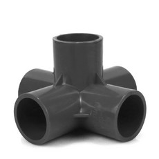 Homeeconomics_Bruce PVC給水管接頭 塑料灰色配件, 立體五通--1個,25mm 6分, 1個