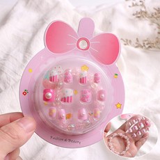 兒童穿戴式指甲貼片手鍊套裝 可愛卡通圖案美甲甲片 可拆卸設計, 1個, 珍珠.棒棒糖（粉色手鍊）套裝