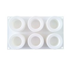 실리콘 샌드 무스 틀 베이킹 몰드 오목컵, 1개, 6구 푸딩 몰드 140g 화이트