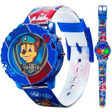 퍼피 구조대 아동용 디지털 시계 블루 색상 케이스 포함 편안한 스트랩 채우기 쉬운 버클 다이얼에 공식 3D 캐릭터 어린이에게 안전함 모델번호: PAW4015. 184