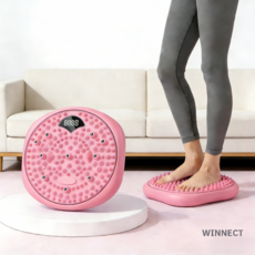 WINNECT 360회전 발바닥 지압 마사지판 허리 스트레칭 발지압판 스탭퍼 스마트 디지털 디스플레이 회수 칼로리 시간 표시, 핑크, 1개