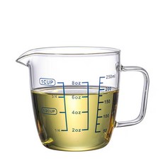 耐高溫玻璃量杯 帶刻度烘焙打蛋攪拌杯 可微波透明牛奶量杯, 1個, 玻璃量杯250ml
