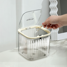 홈데코레 1+1 투명 미니휴지통 다용도 캡슐세제 보관함 2개, 투명 화이트