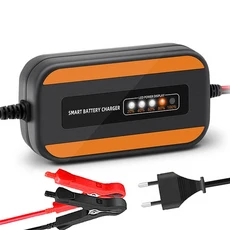 자동차 배터리 충전기 12V 2A 스마트 유지 보수 습식 건식 납 산성 오토바이 LCD 디스플레이, EU-Plug, 1개