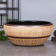 대형 수반 화분 수경 조경 플라스틱옥돌색소형(35cm)바닥무공 옹기 어항 연못 도자기 석회, X. 새로운 나무 무늬