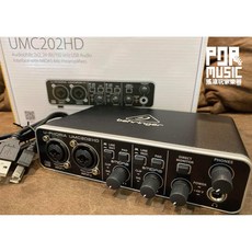 Behringer UMC202HD 錄音卡 錄音介面 內建48V幻象 24Bit高取樣, Black